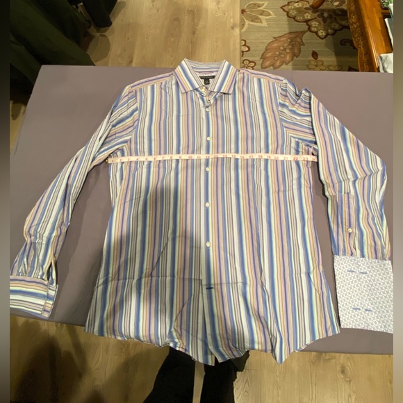 Banana Republic French cuff fancy multi coloured striped dress shirt 16 / 16.5 - Picture 4 of 8